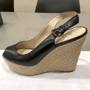 Michael by Michael Kors Black Leather Platform Espadrilles